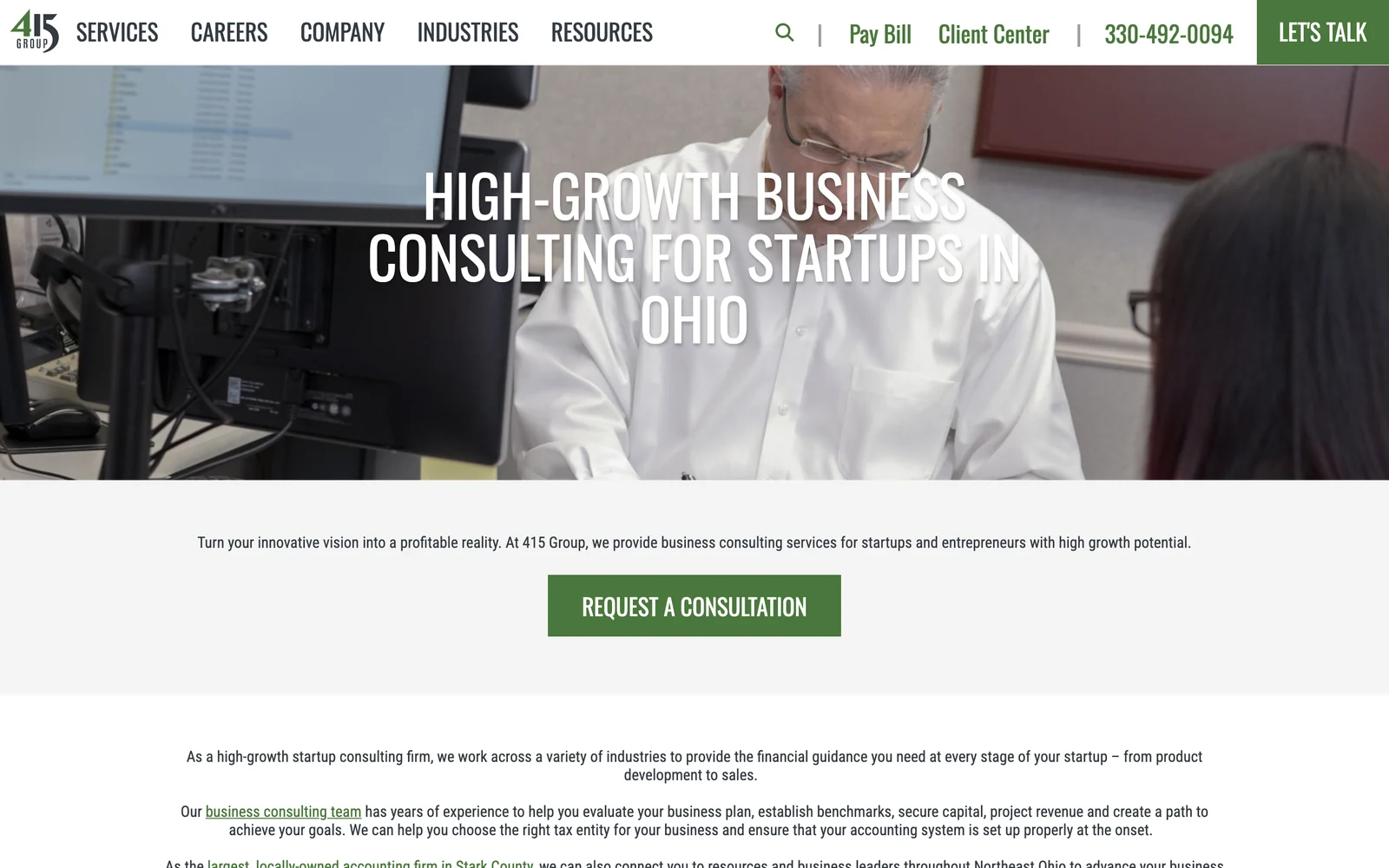 The 415 Group website as it appeared on 15 October 2026