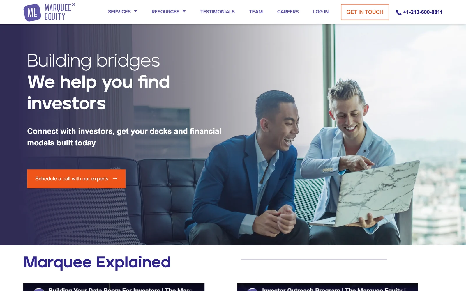 The Marquee Equity website as it appeared on 15 October 2026