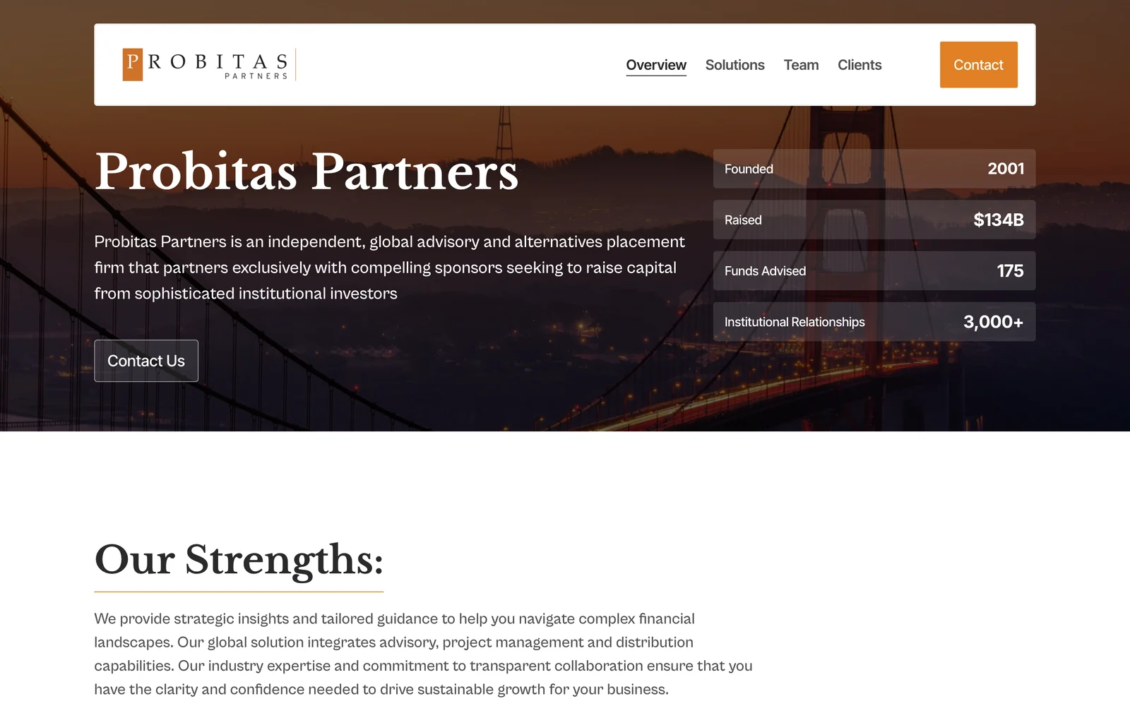 The Probitas Partners website as it appeared on 15 October 2026