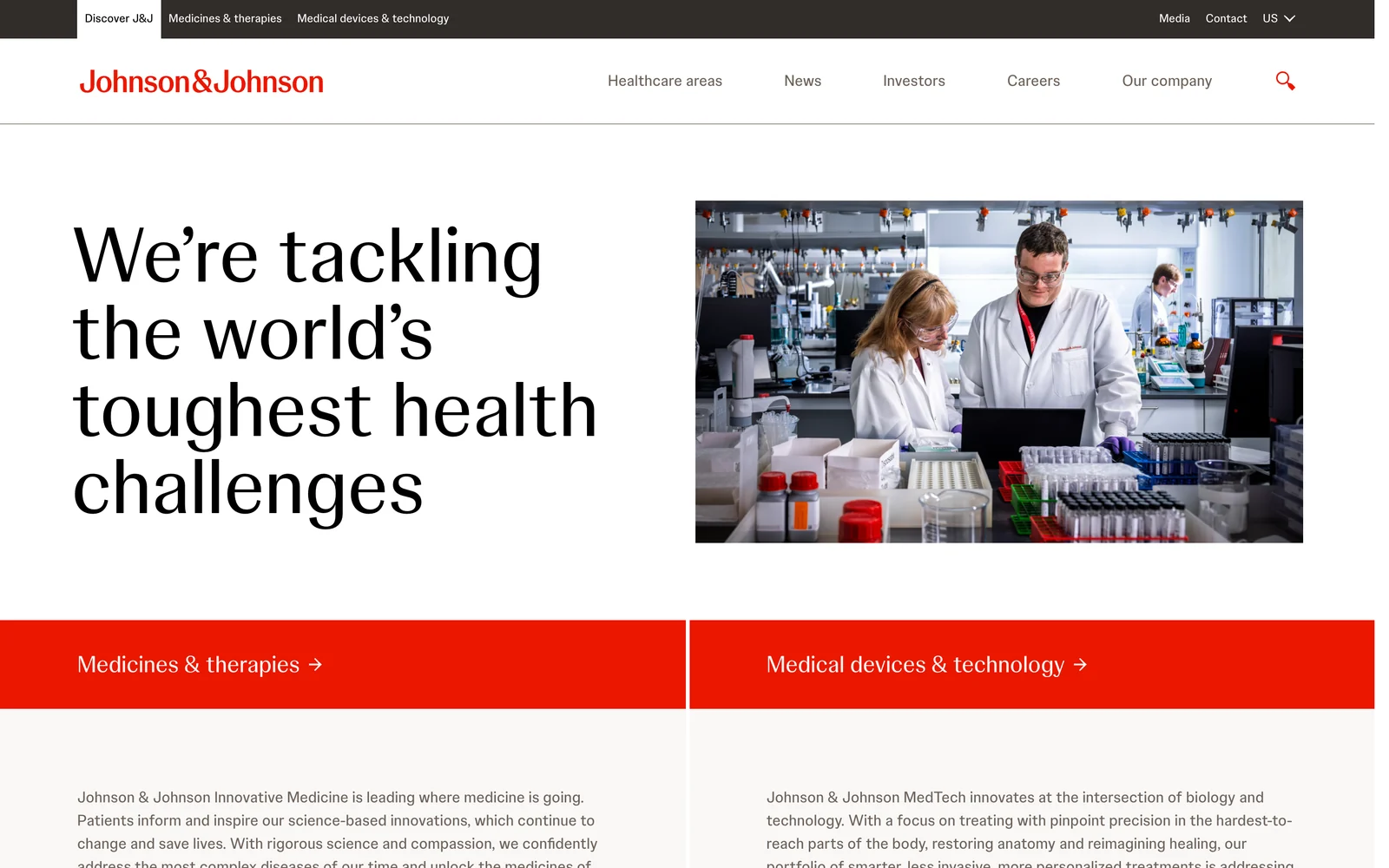 Johnson & Johnson homepage, the company that acquired Auris Health and agreed the earnout