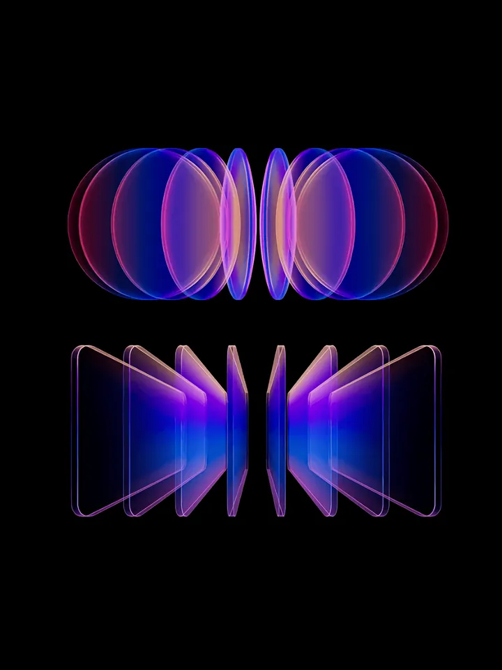 Cover image for the angel investor vs venture capitalist guide: two rows of glowing glass discs, one round and one angular, mirrored above each other