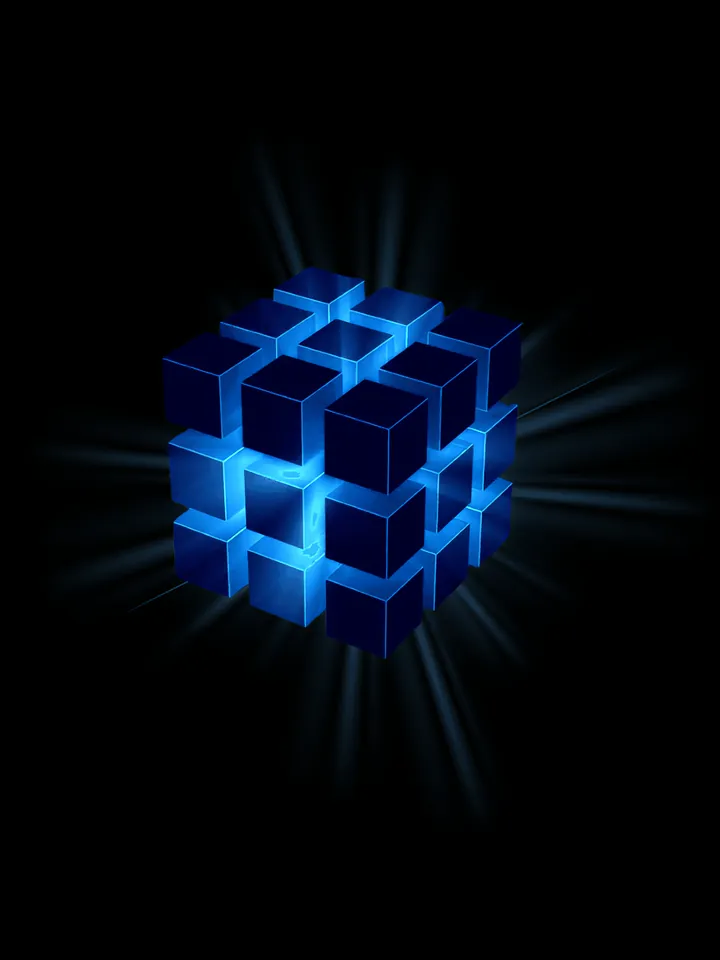 Cover image for the traction slide guide: a lattice cube of glowing blue blocks with light breaking out behind it