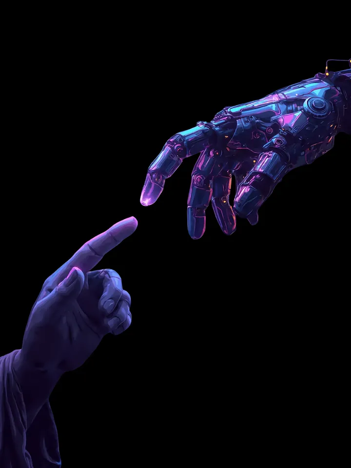 Cover image for the VC investment trends guide: a human hand and a robotic hand reaching toward each other