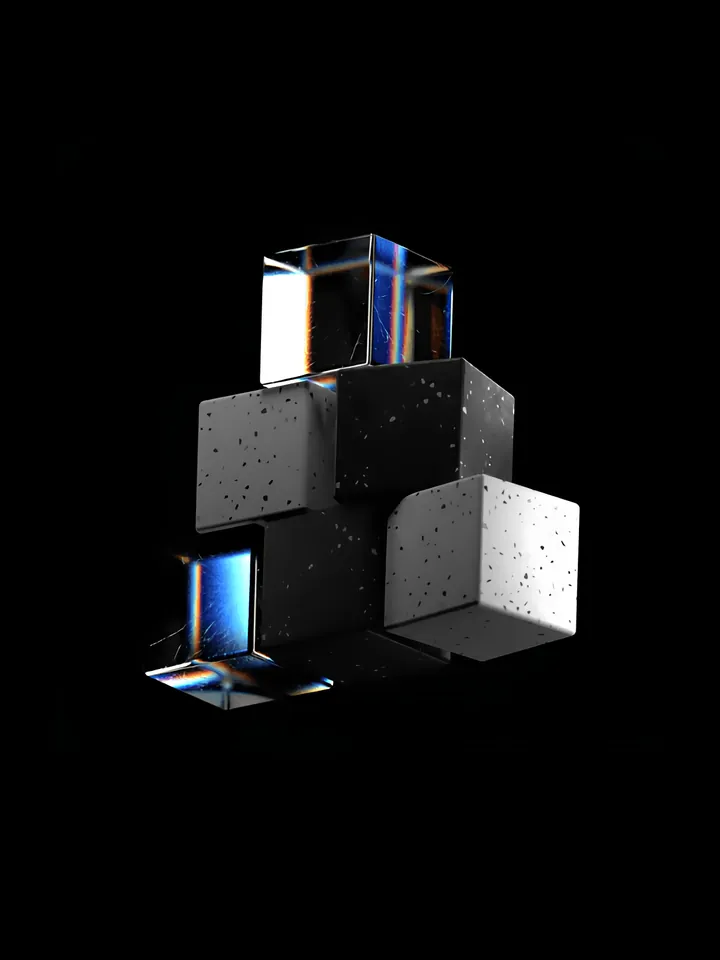 Cover image for the VC investment decisions guide: white speckled cubes and clear glass blocks in a stepped stack
