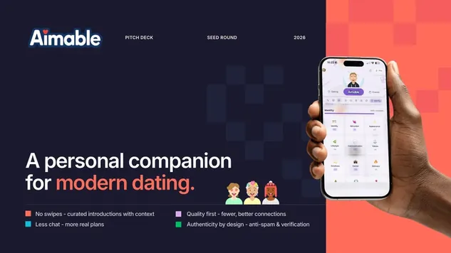 Aimable pitch deck cover slide by spectup, Consumer, $1.5M Seed raise